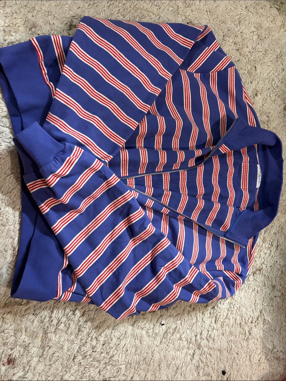 Striped Blue and Red Women's Bomber Jacket